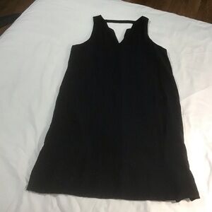 Banana Republic Black Textured Sleeveless Double V Neck Dress Pockets, Size L